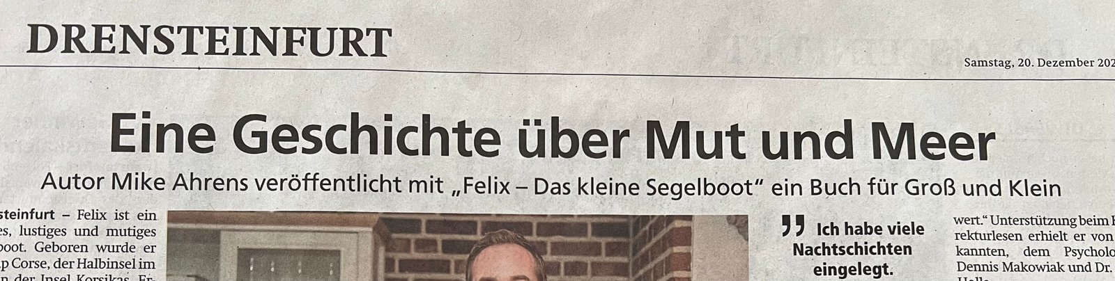 Zeitungsausschnitt: Westfälischer Anzeiger – Felix in der Presse